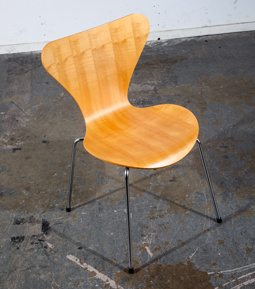 Mid Century Modern Chair Set 8 Dining Arne Jacobsen Fritz Hansen Series 7 3107 Maple Wood Chrome - Image 7