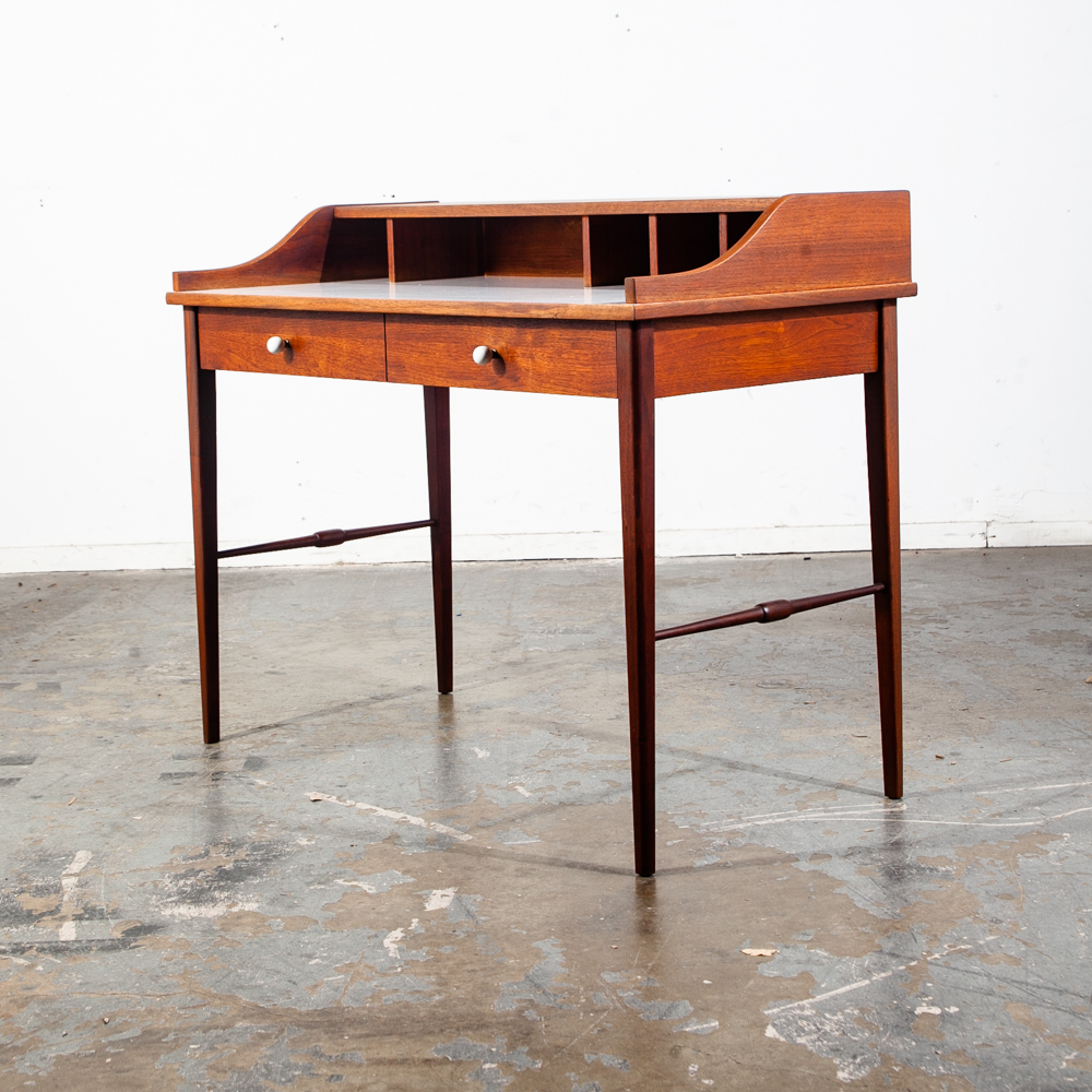 Mid Century Modern Desk Office Drexel Declaration Kipp Stewart Writing Walnut M - Image 5