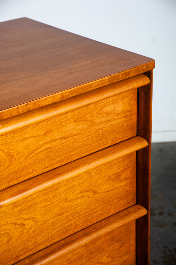 Mid Century Modern Dresser Highboy Chest of Drawers 5 Drawers Cherry Denmark MCM Tall American Design - Image 8
