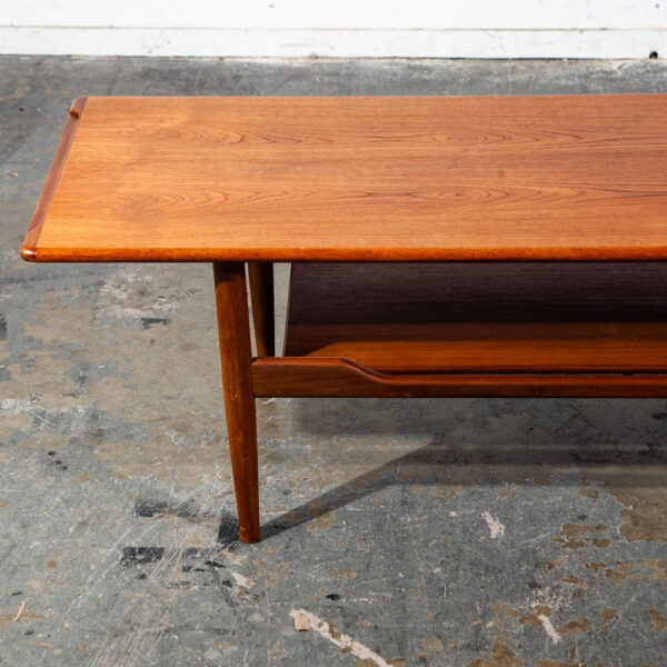 Mid Century Danish Modern Coffee Table Solid Teak Denmark Surfboard Shelf Mcm M - Image 10