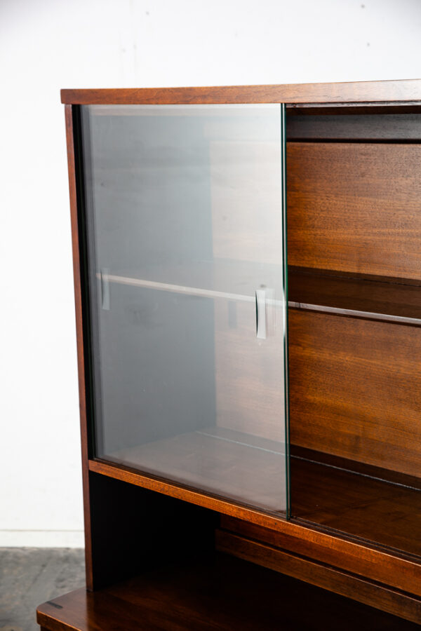Mid Century Modern China Cabinet Broyhill Saga Emphasis Hitch Sliding Glass Vintage Danish Denmark Cabinet Display - Image 7