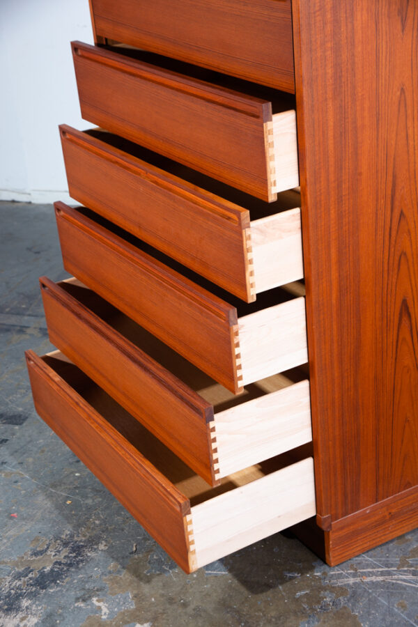 Mid Century Danish Modern Highboy Dresser Torring 6 Drawer Solid Teak Wood Vintage NM Denmark - Image 4