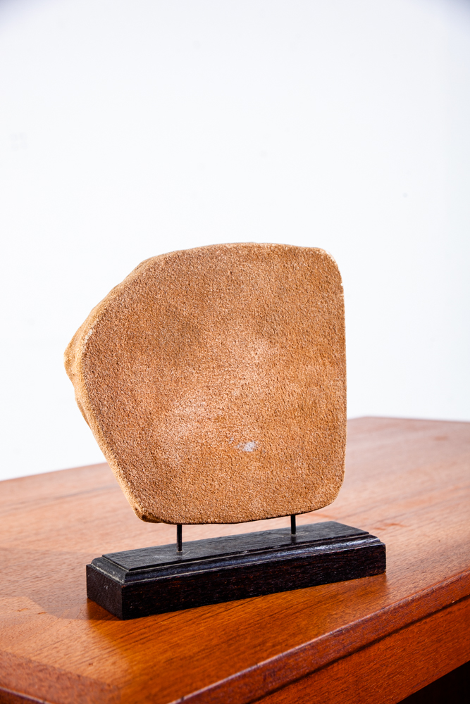 Mid Century Modern Sculpture Art Stone Sculpted Face on Wood Vintage Original Portrait Abstract - Image 3