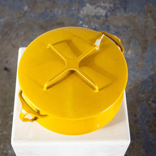 Mid Century Danish Modern Pot Dansk IHQ Jens Quistgaard Yellow Enamel Lid Ware - Image 3