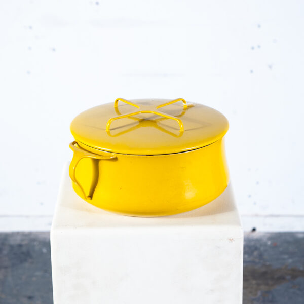 Mid Century Danish Modern Pot Dansk IHQ Jens Quistgaard Yellow Enamel Lid Ware - Image 4