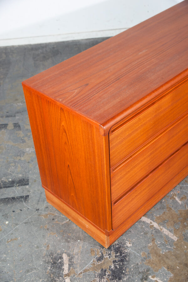 Mid Century Danish Modern Dresser Credenza Solid Teak 6 Drawer Torring Denmark 71.5 W Large - Image 5