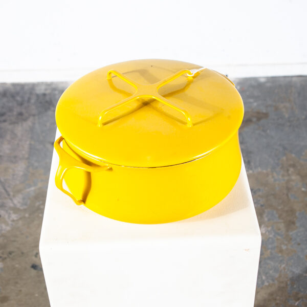 Mid Century Danish Modern Pot Dansk IHQ Jens Quistgaard Yellow Enamel Lid Ware