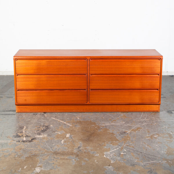 Mid Century Danish Modern Dresser Credenza Solid Teak 6 Drawer Torring Denmark 71.5 W Large - Image 2