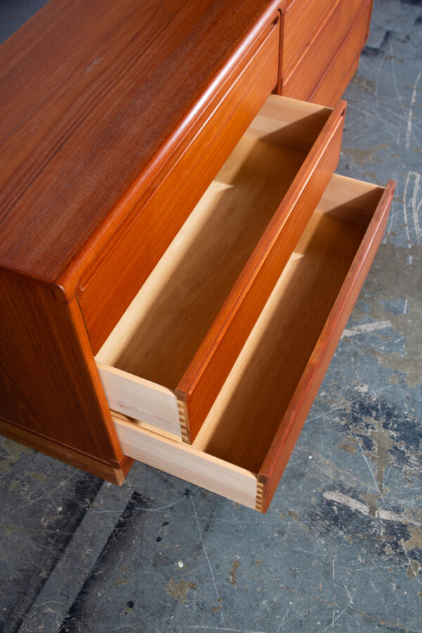 Mid Century Danish Modern Dresser Credenza Solid Teak 6 Drawer Torring Denmark 71.5 W Large - Image 7