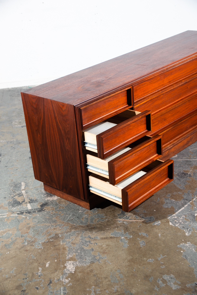 Mid Century Modern Dresser Credenza 12 Drawer Brown Saltman Walnut John Keal Mcm Danish Wide Media - Image 9