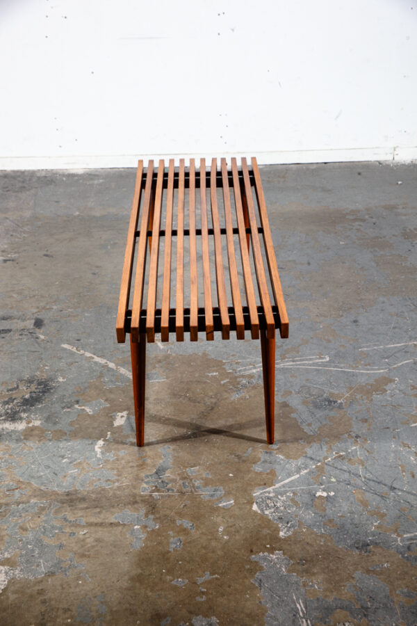 Mid Century Modern Slat Bench Coffee Table Vintage Entry Wood George Nelson Mcm Wide Solid Wood Restored - Image 7