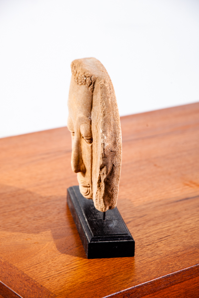 Mid Century Modern Sculpture Art Stone Sculpted Face on Wood Vintage Original Portrait Abstract - Image 11