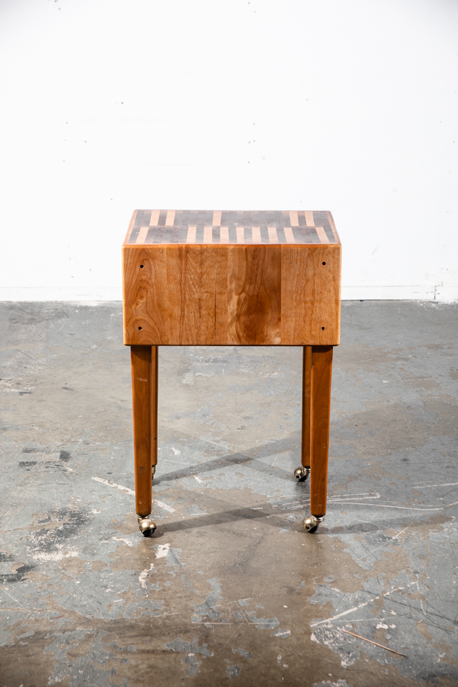 Mid Century Modern Butcher Block Rolling Table Serving Cart Solid Maple Cutting Board Vintage Kitchen - Image 7