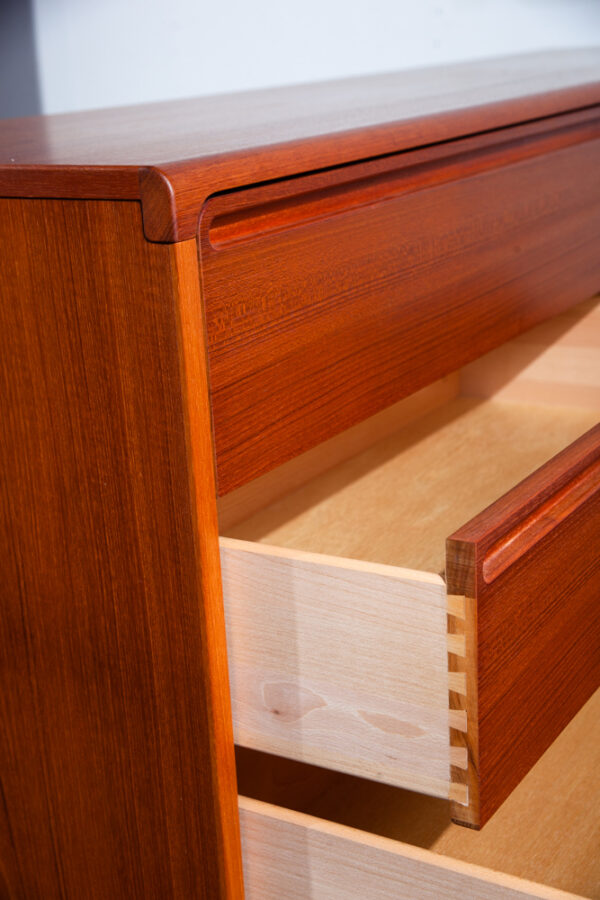 Mid Century Danish Modern Dresser Credenza Solid Teak 6 Drawer Torring Denmark 71.5 W Large - Image 9