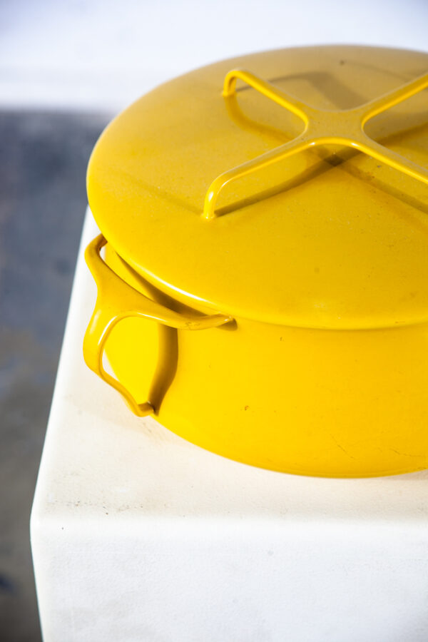 Mid Century Danish Modern Pot Dansk IHQ Jens Quistgaard Yellow Enamel Lid Ware - Image 5