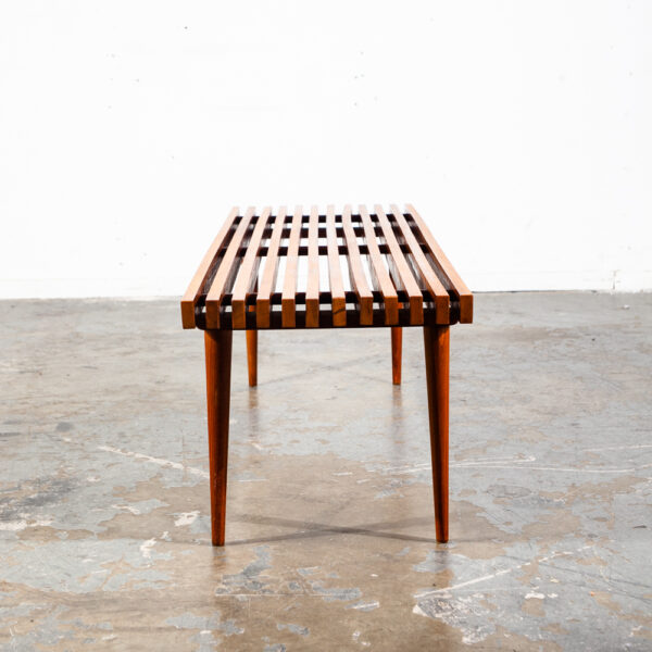 Mid Century Modern Slat Bench Coffee Table Vintage Entry Wood George Nelson Mcm Wide Solid Wood Restored - Image 11