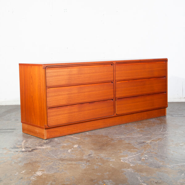 Mid Century Danish Modern Dresser Credenza Solid Teak 6 Drawer Torring Denmark 71.5 W Large