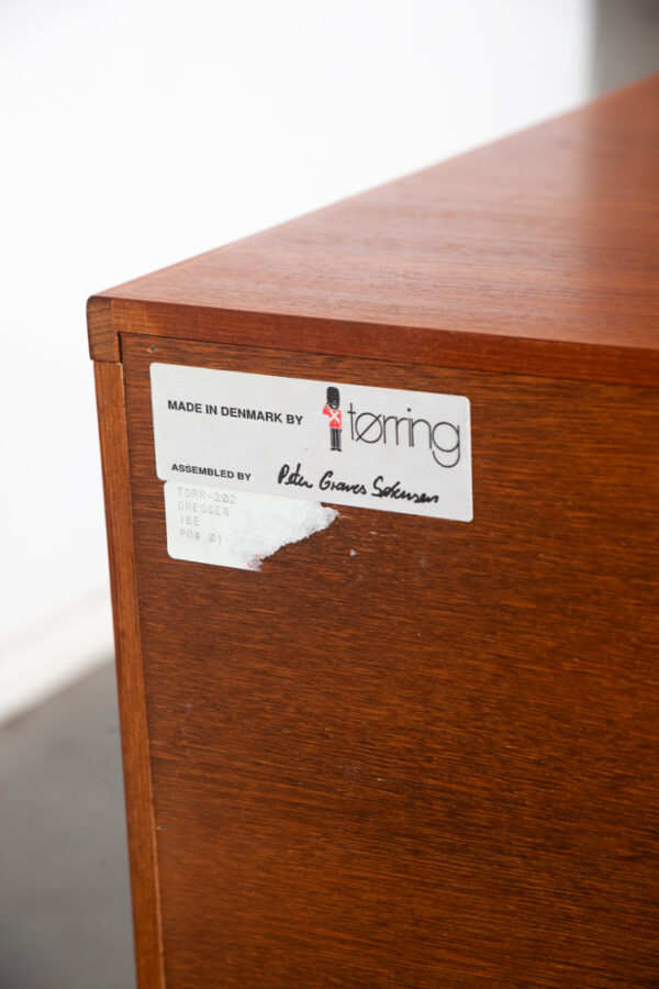 Mid Century Danish Modern Dresser Credenza Solid Teak 6 Drawer Torring Denmark 71.5 W Large - Image 8