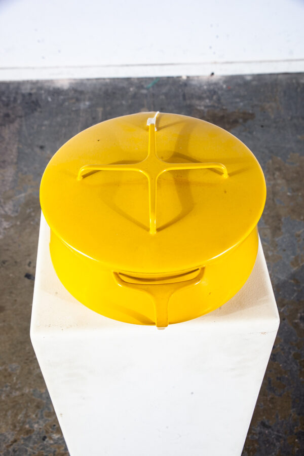 Mid Century Danish Modern Pot Dansk IHQ Jens Quistgaard Yellow Enamel Lid Ware - Image 2