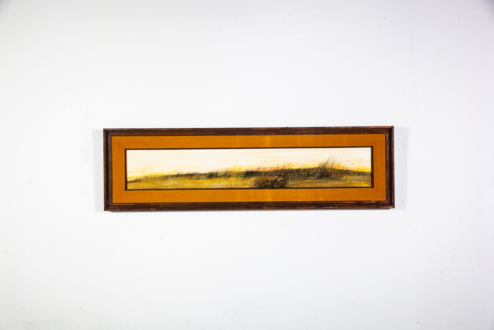Mid Century Modern Painting Original Artwork Robert Irwin American Landscape Mcm Large Wide Grass Sunrise Green Orange White Yellow - Image 2
