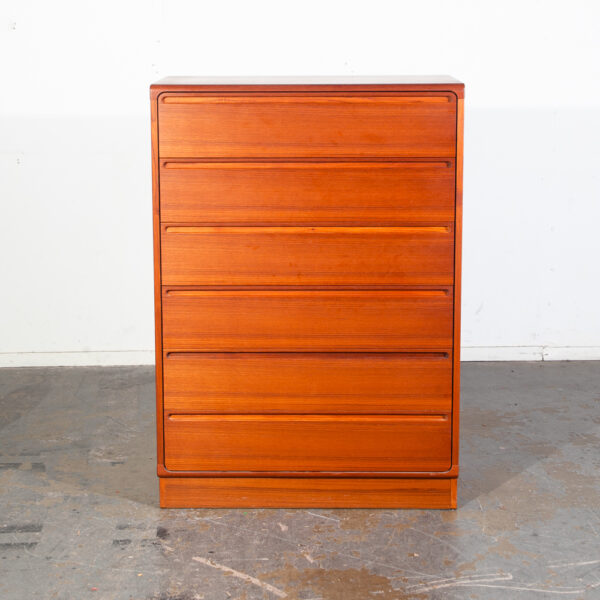 Mid Century Danish Modern Highboy Dresser Torring 6 Drawer Solid Teak Wood Vintage NM Denmark - Image 3