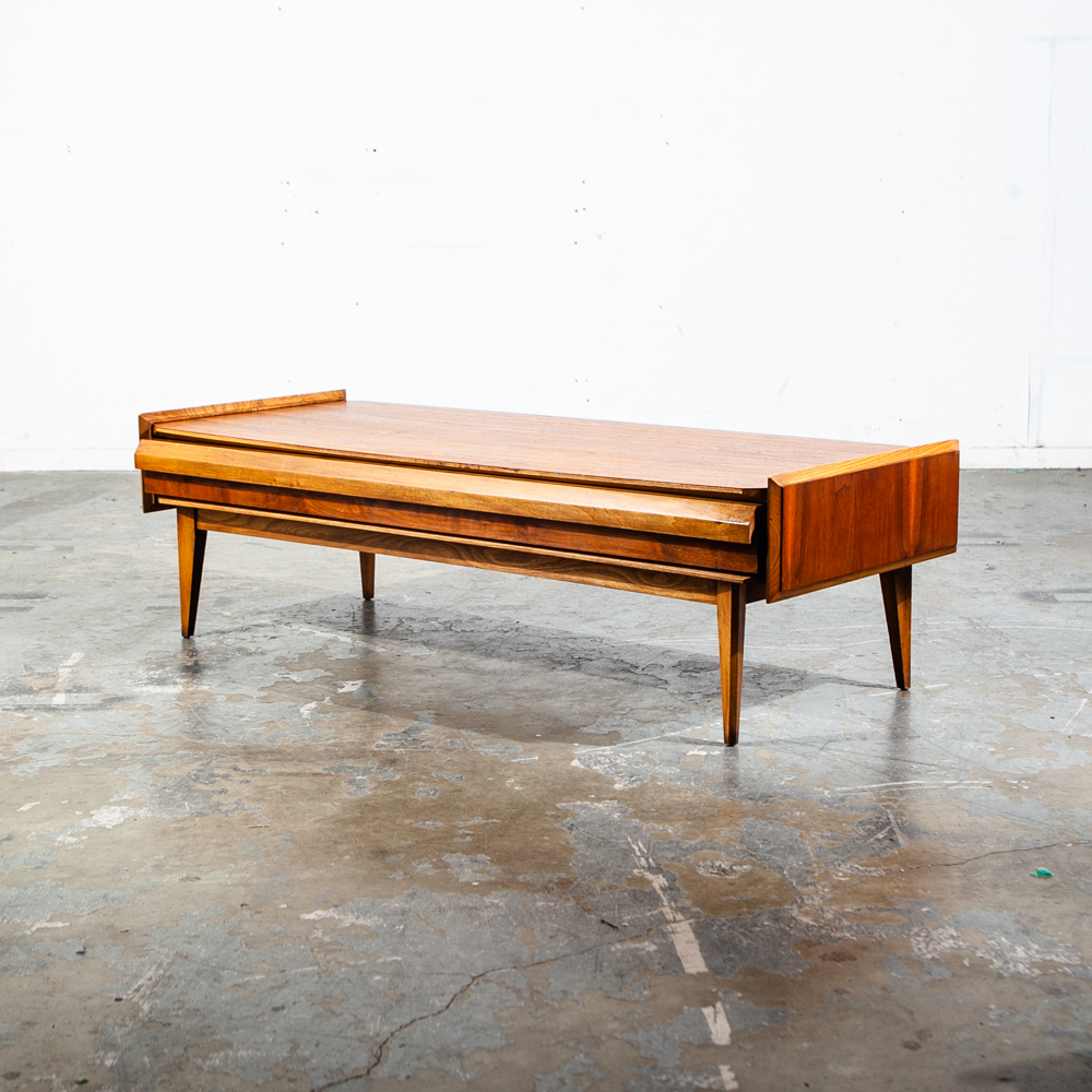 Mid Century Modern Coffee Table Lane First Edition Storage Single Drawer Danish Wide Vintage Danish Denmark - Image 2