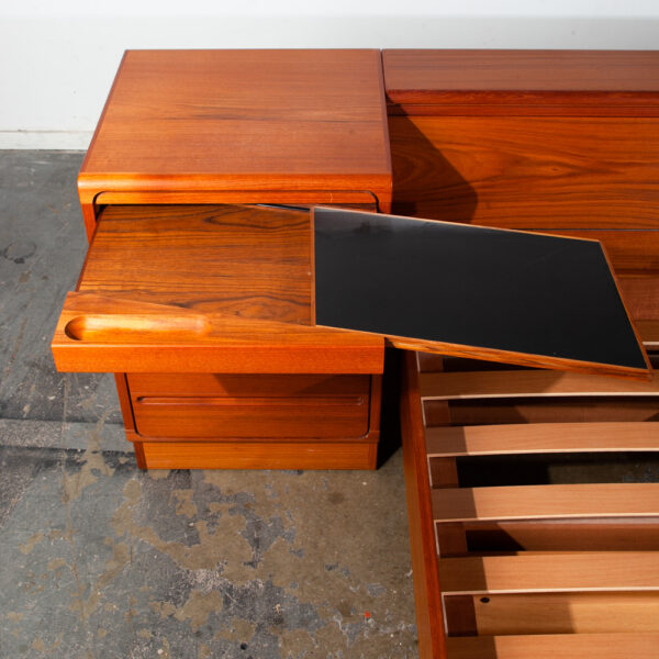 Mid Century Danish Modern Headboard Bed Frame Torring Teak Nighstands Queen Denmark Drawers - Image 8