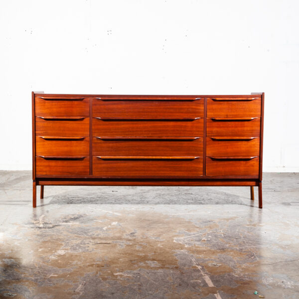 Mid Century Modern Dresser Credenza 12 Drawer Large Solid Walnut Danish Denmark Vintage