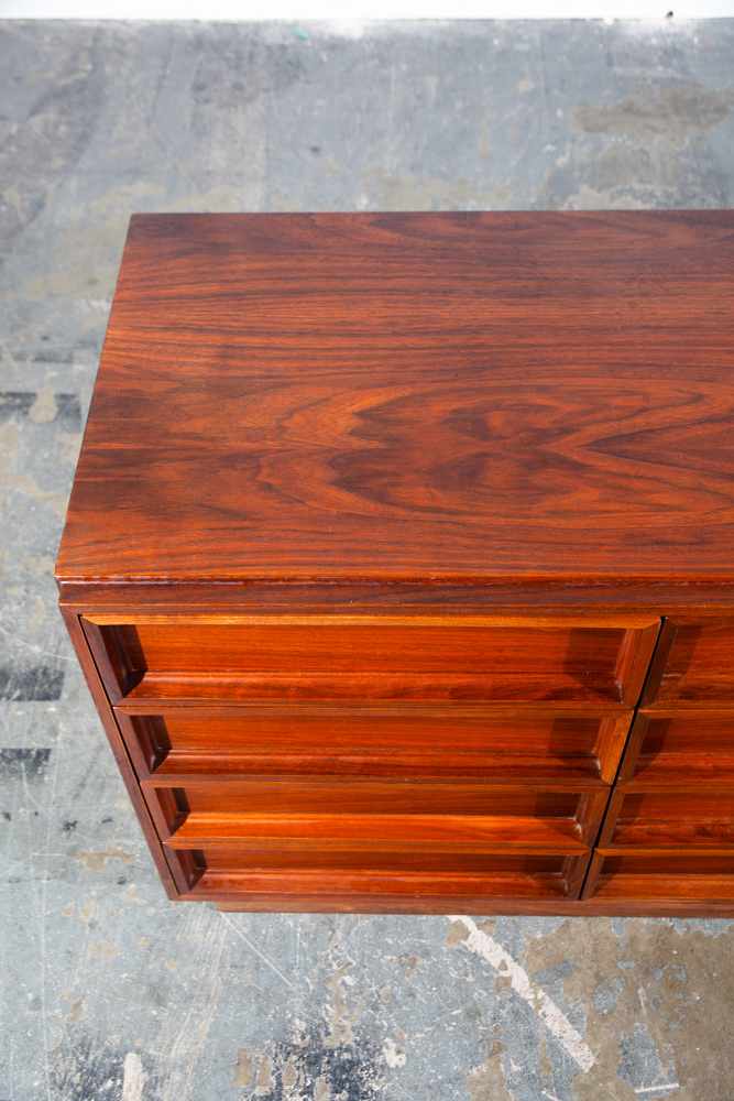 Mid Century Modern Dresser Credenza 12 Drawer Brown Saltman Walnut John Keal Mcm Danish Wide Media - Image 7