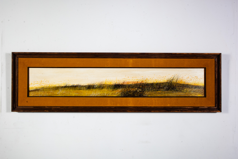 Mid Century Modern Painting Original Artwork Robert Irwin American Landscape Mcm Large Wide Grass Sunrise Green Orange White Yellow