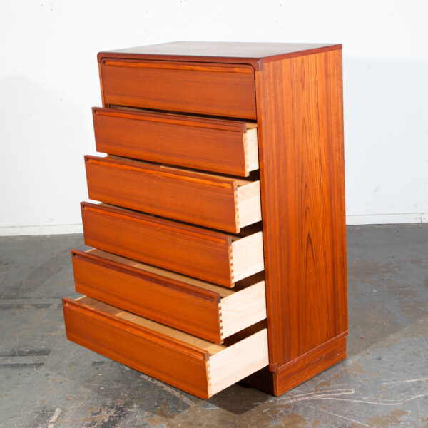 Mid Century Danish Modern Highboy Dresser Torring 6 Drawer Solid Teak Wood Vintage NM Denmark - Image 2