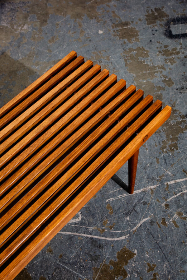 Mid Century Modern Slat Bench Coffee Table Vintage Entry Wood George Nelson Mcm Wide Solid Wood Restored - Image 10