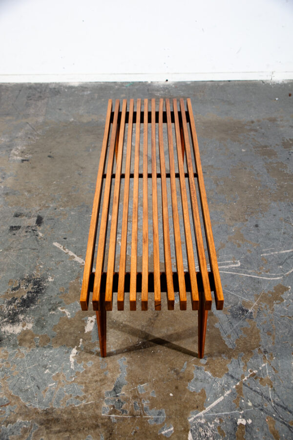 Mid Century Modern Slat Bench Coffee Table Vintage Entry Wood George Nelson Mcm Wide Solid Wood Restored - Image 6