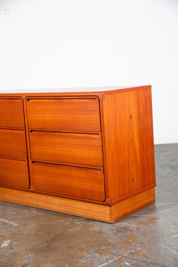 Mid Century Danish Modern Dresser Credenza Solid Teak 6 Drawer Torring Denmark - Image 10