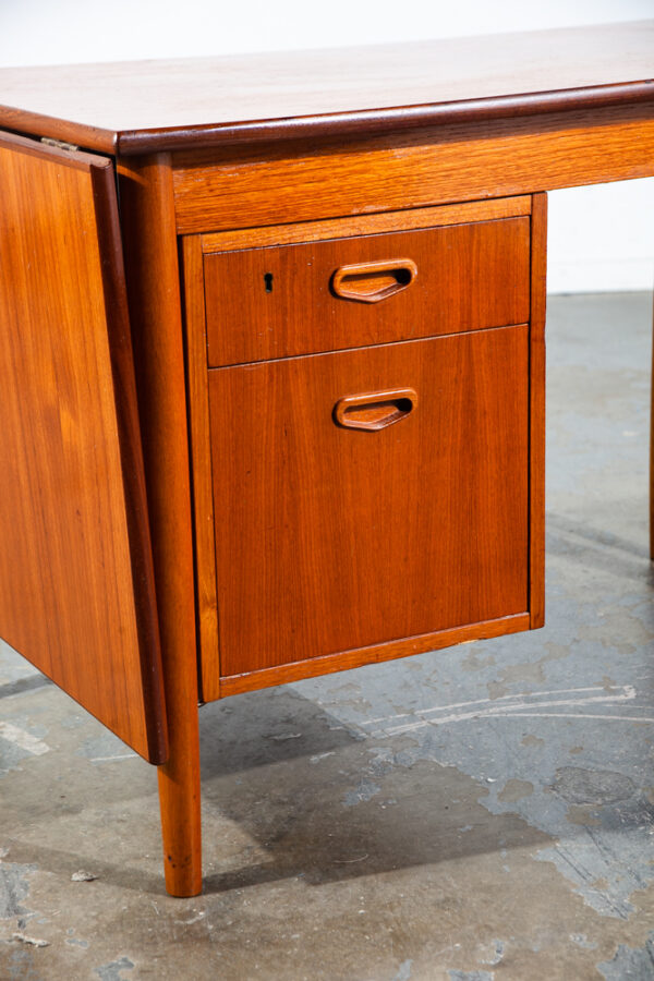 Mid Century Danish Modern Desk Drop Leaf Sliding Drawers Arne Vodder File Office Denmark - Image 9