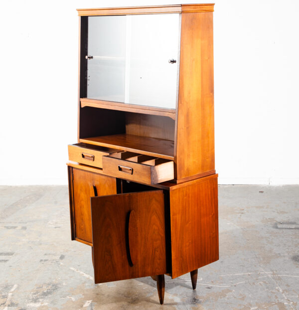 Mid Century Modern China Cabinet Hutch Cabinet Glass Garrison Furniture Vintage Danish - Image 4