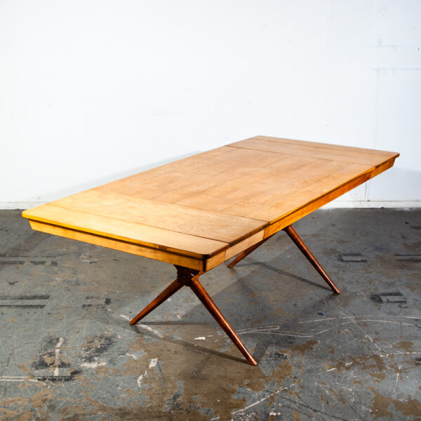 Mid Century Modern Dining Table Paul Mccobb Walter of Wabash Extension Restored Vintage Farm House - Image 5