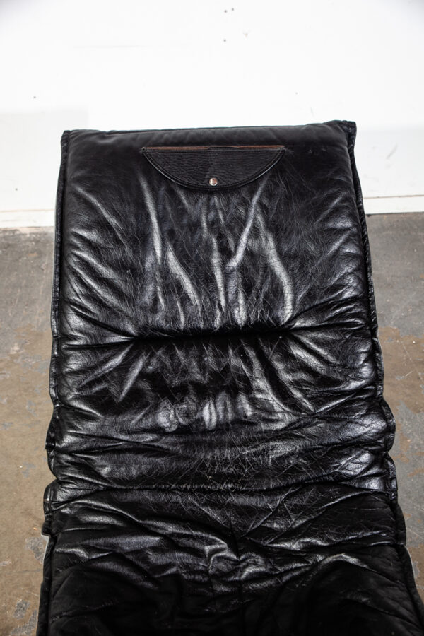 Mid Century Danish Modern Lounge Chair Chaise Black Leather Westnofa Reversible - Image 12