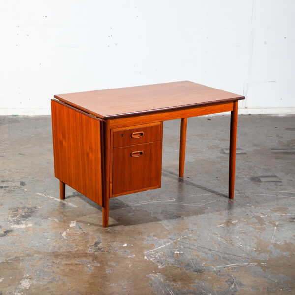 Mid Century Danish Modern Desk Drop Leaf Sliding Drawers Arne Vodder File Office Denmark