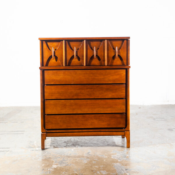 Mid Century Modern Dresser Highboy 5 Drawer Williams Walnut Broyhill High Danish Denmark  Broyhill Drexel - Image 3