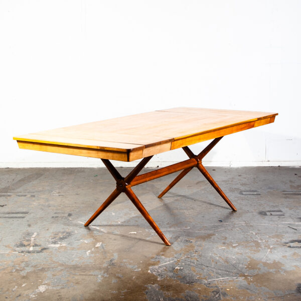 Mid Century Modern Dining Table Paul Mccobb Walter of Wabash Extension Restored Vintage Farm House