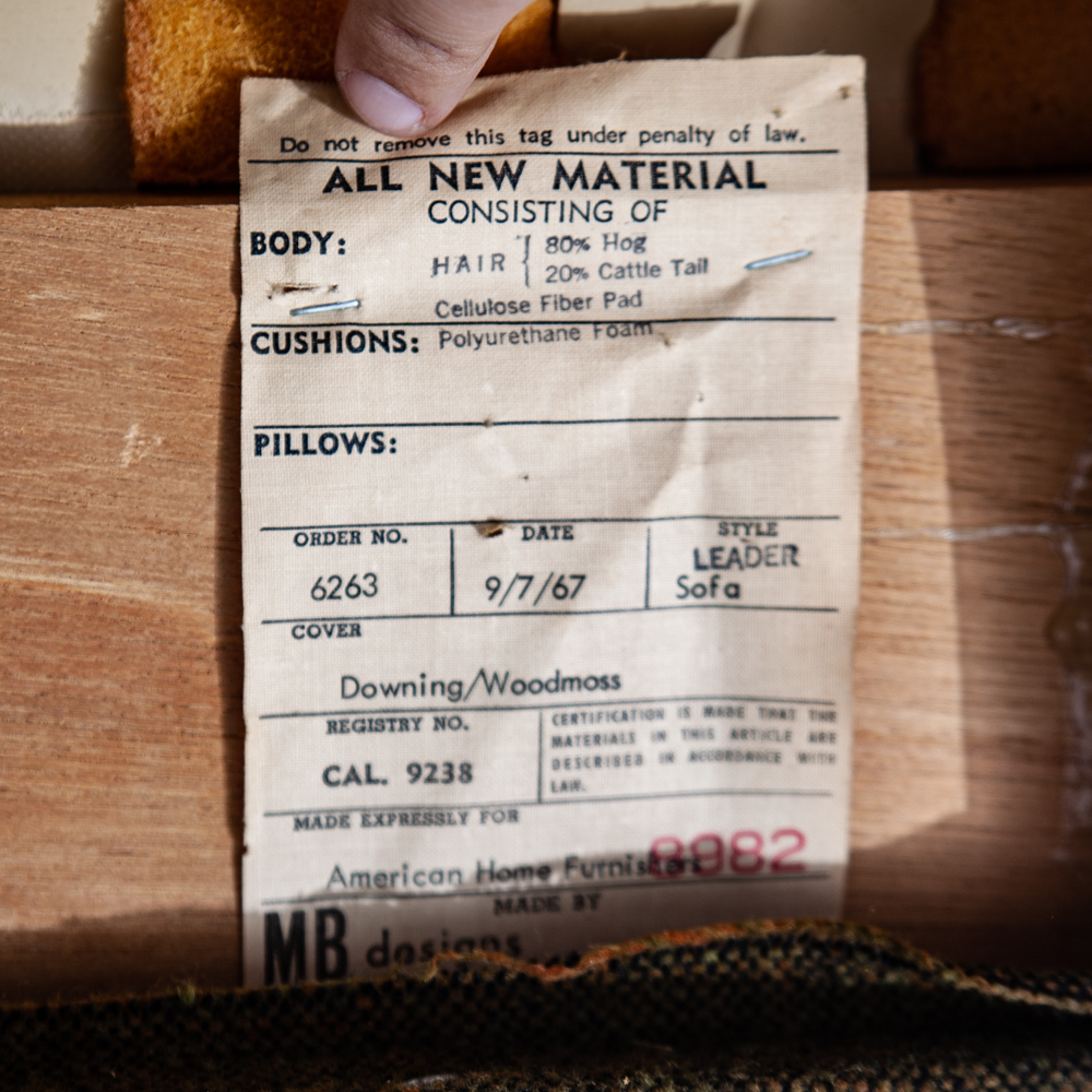 Mid Century Modern Sofa Couch Gondola Martin Borenstein Platform Walnut Green NM - Image 12