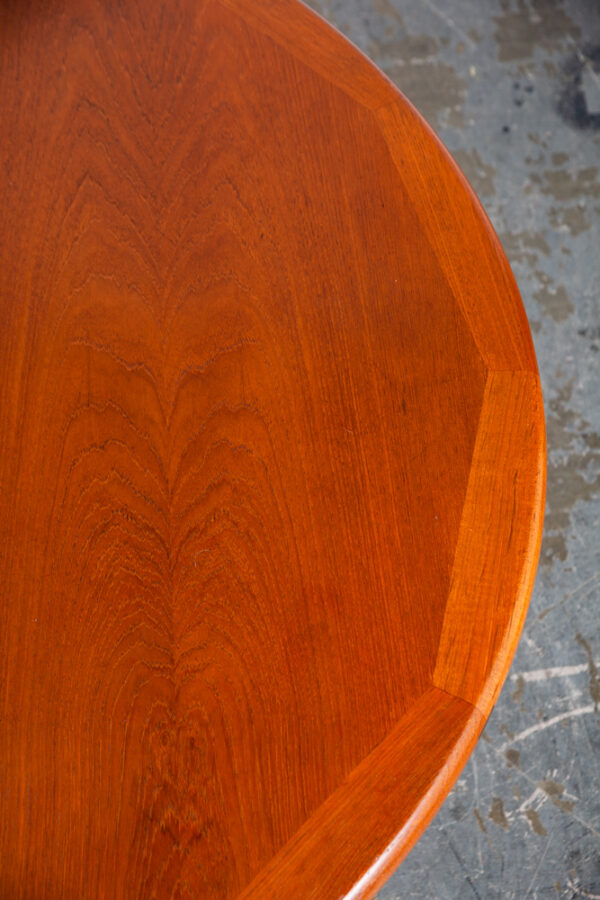Mid Century Danish Modern Dining Table Benny Linden Teak Expanding Leaf x2 Round Denmark Expansion Oval - Image 7