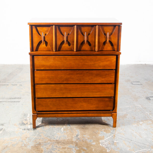Mid Century Modern Dresser Highboy 5 Drawer Williams Walnut Broyhill High Danish Denmark  Broyhill Drexel - Image 8