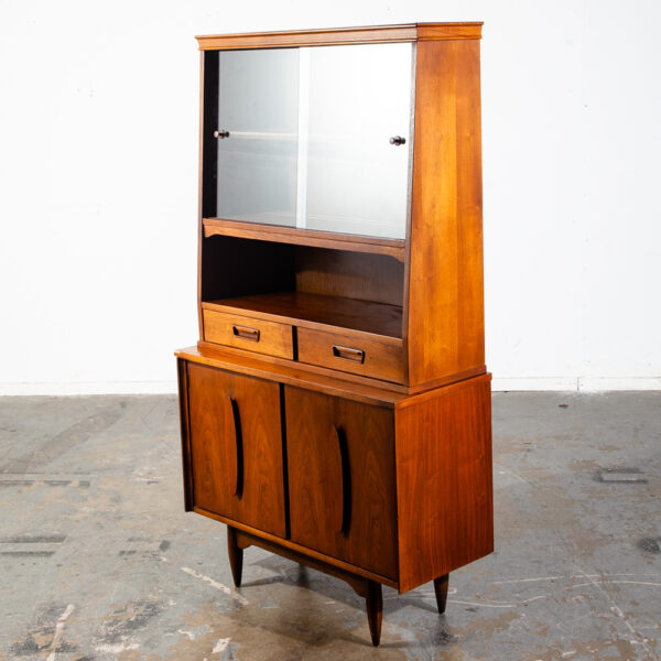 Mid Century Modern China Cabinet Hutch Cabinet Glass Garrison Furniture Vintage Danish - Image 3