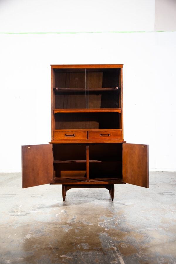 Mid Century Modern China Cabinet Hutch Cabinet Glass Garrison Furniture Vintage Danish - Image 5