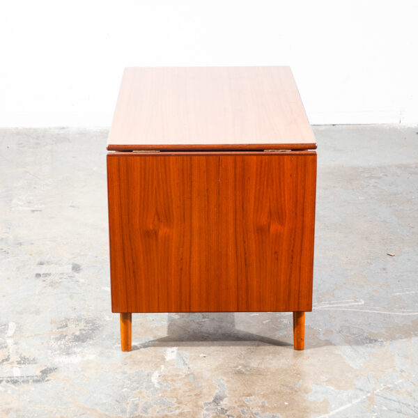 Mid Century Danish Modern Desk Drop Leaf Sliding Drawers Arne Vodder File Office Denmark - Image 5
