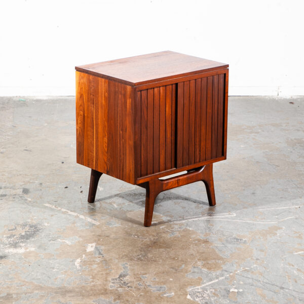 Mid Century Modern Nightstand End Side Table Solid Walnut Ace Hi Prelude Danish Sliding Doors Cabinet California Design
