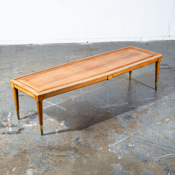 Mid Century Modern Coffee Table Surfboard Blonde Restored Brass Vintage Denmark Danish