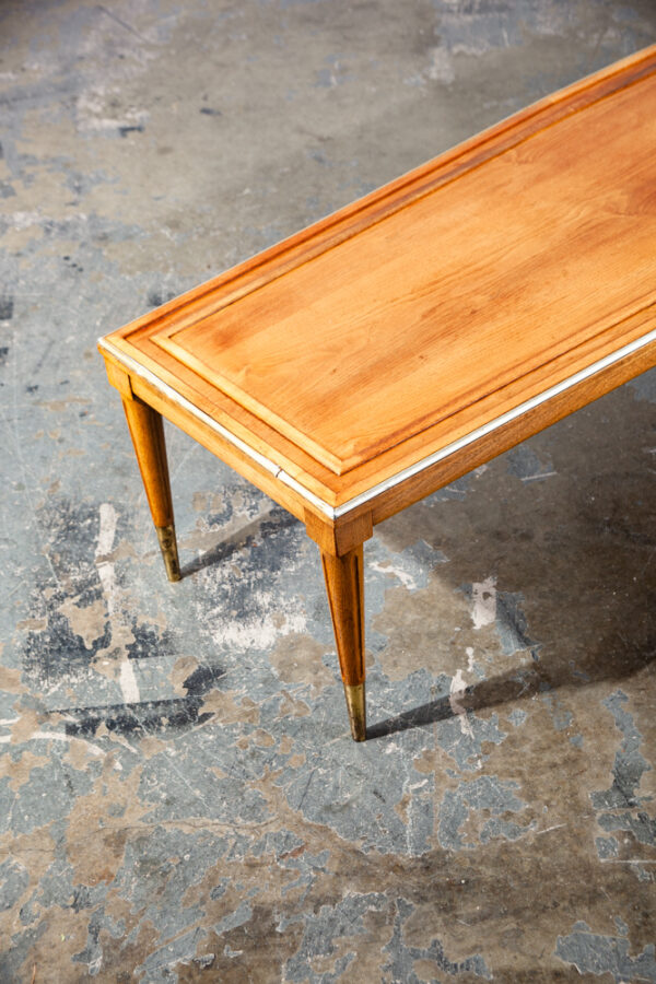 Mid Century Modern Coffee Table Surfboard Blonde Restored Brass Vintage Denmark Danish - Image 4
